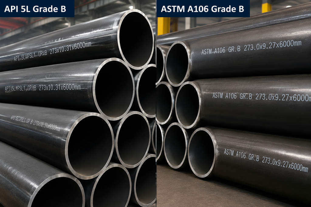 API 5L Grade B vs ASTM A106 Grade B seamless steel pipes